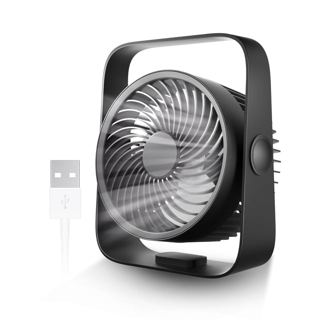 KONSIDEN Ventilador de escritorio, ventilador recargable portátil de 8 pulgadas, ventilador de oficina silencioso, flujo de aire fuerte, inclinación de la cabeza de 360°, cubierta independiente, venti