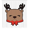 thumbnail image 3 of Ambesonne Christmas Shower Curtain, Smiling Reindeer Ribbon, 69"Wx70"L, Pale Brown Vermilion, 3 of 3