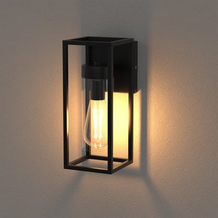 

12.6 in. 1-Light Black Wall Lamp with Glass Shaded，Retro and Simple for creative Restaurants Bars or Aisles
