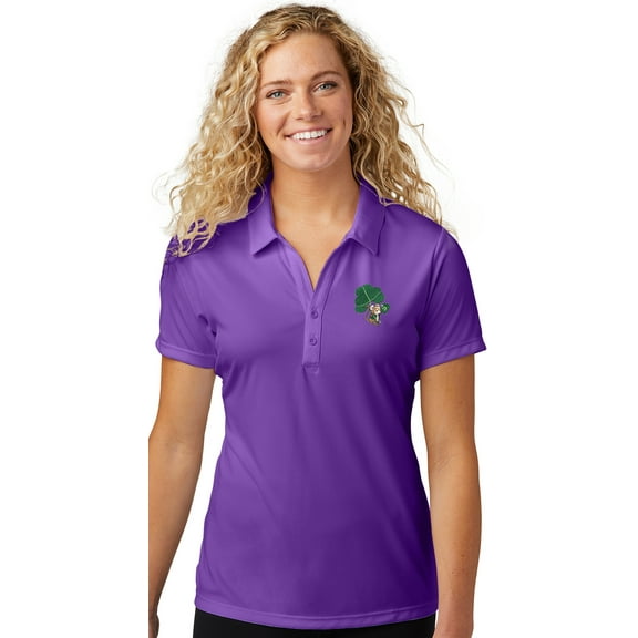 Womens Cute irish Mouse Patch Polo Shirt, Large Purple