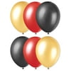 Football Team Fan Solid 3-Color Party Latex Balloons, 11", Red Gold Black, 6 CT
