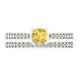 thumbnail image 2 of Clara Pucci 14K White Gold Round Cut 0.5Ct Simulated Yellow Diamond Engagement Ring + Matching Band - Luxury Box Included, 2 of 7