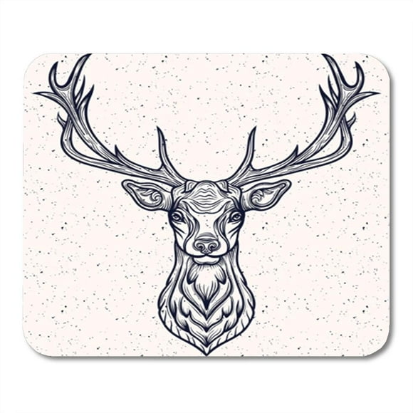 POGLIP Buck Vector Illustration of a Whitetail Deer Head Antler Mousepad Mouse Pad Mouse Mat 9x10 inch