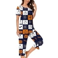 thumbnail image 4 of Rggeeun womens pajama sets Halloween Graphic Sleepwear Crew Neck Short Sleeve Tops Cozy Pants with Pockets Travel Basic Nightwear Set,Blue,M, 4 of 6