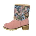 thumbnail image 2 of Booties for Women Low Heel Chunky Heel Round Toe Thick Heel Warm Plush Women's Casual Versatile Winter Shoes Ankle Boots Pink 6, 2 of 9