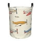 thumbnail image 1 of Balery Striped Vintage Planes Cesta de ropa redonda con asas, impermeable, independiente, para ropa, juguetes, dormitorio y familia-Medium, 1 of 6