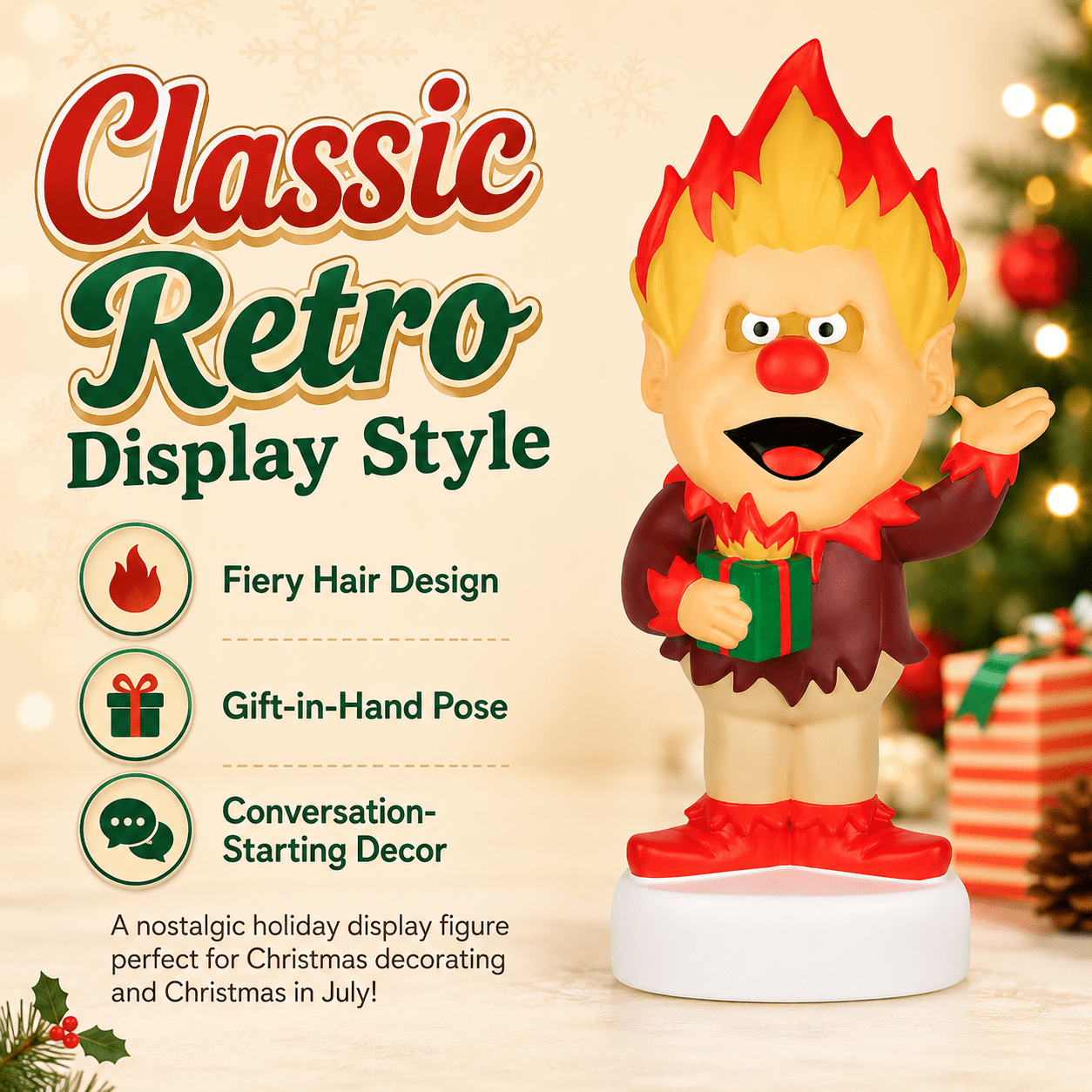 Heat Miser Blow Mold Christmas Decor, 30 cm Retro Holiday Figure for Outdoor Lawn, Porch, Yard and Christmas in July Display