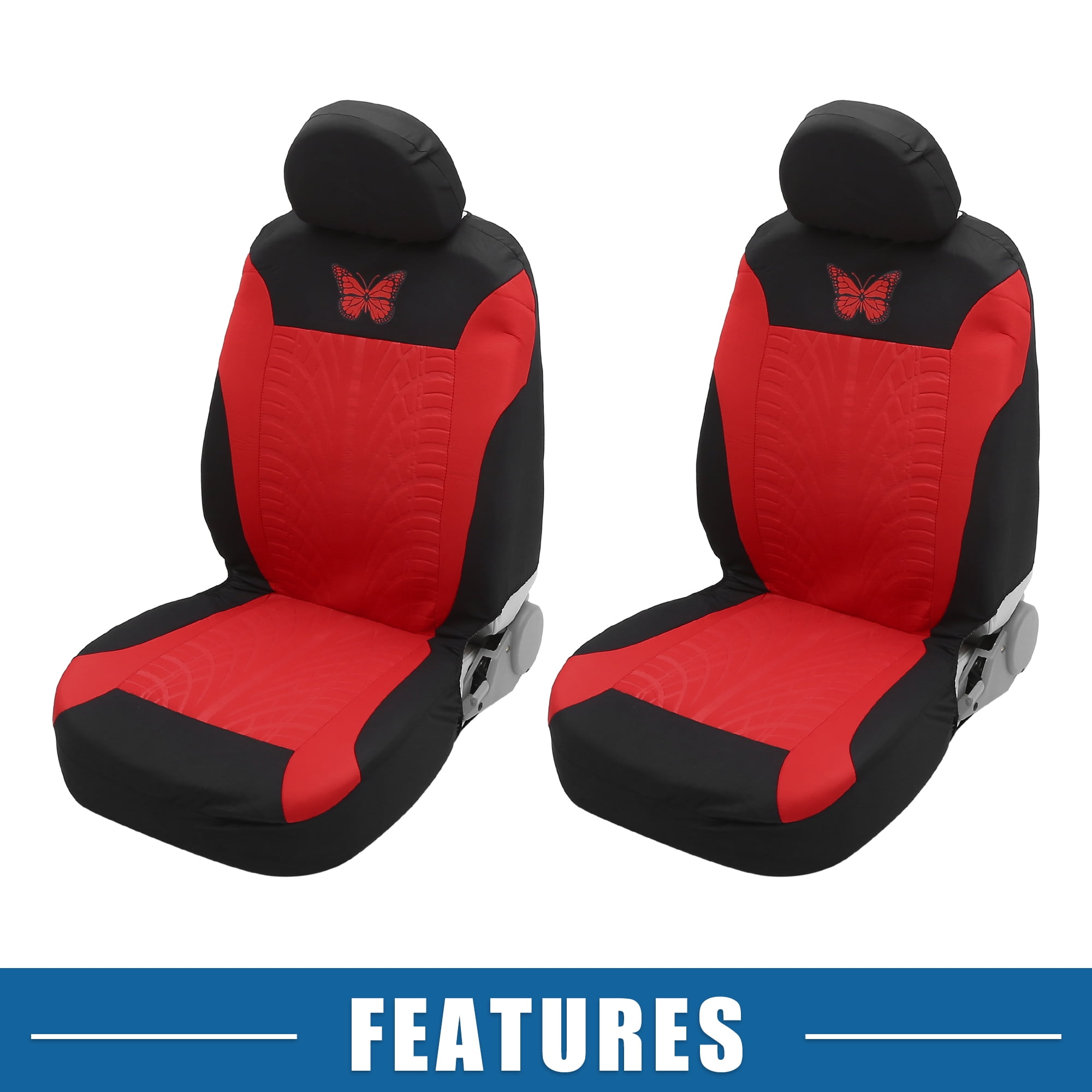 Unique Bargains 4Pcs Universal Washable Butterfly Car Seat Covers Kit Red