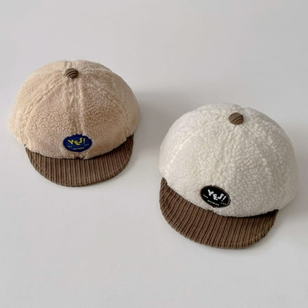 

Baozhu YES! Lamb Wool Baby Cap for Boys Winter Warm Letter Girls Hat Caps Fashion Kids Warm Accessories 6-24 Months