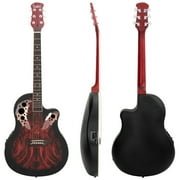 41 inch Full-Size Cutaway Acoustic-Electric Guitar Grape Voice Hole Spruce Top Round Back Sunset Red
