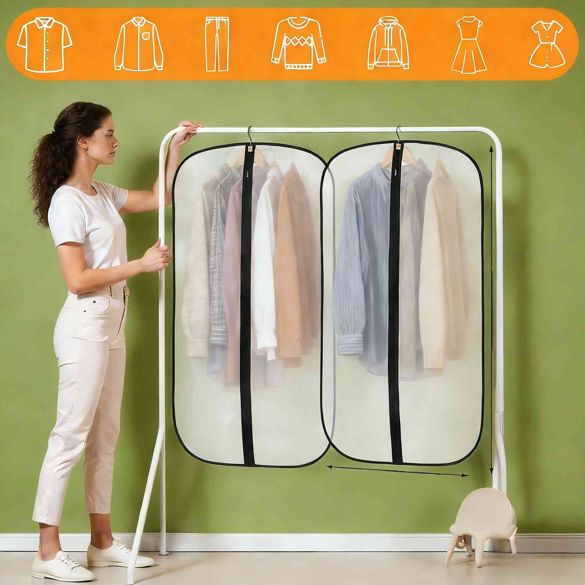 4Pcs Garment Bags for Hanging Clothes, Dustproof Suit Bags for Closet Storage - Durable PEVA Covers with Zipper for Coats, Jackets & Dresses (60 x 120cm)