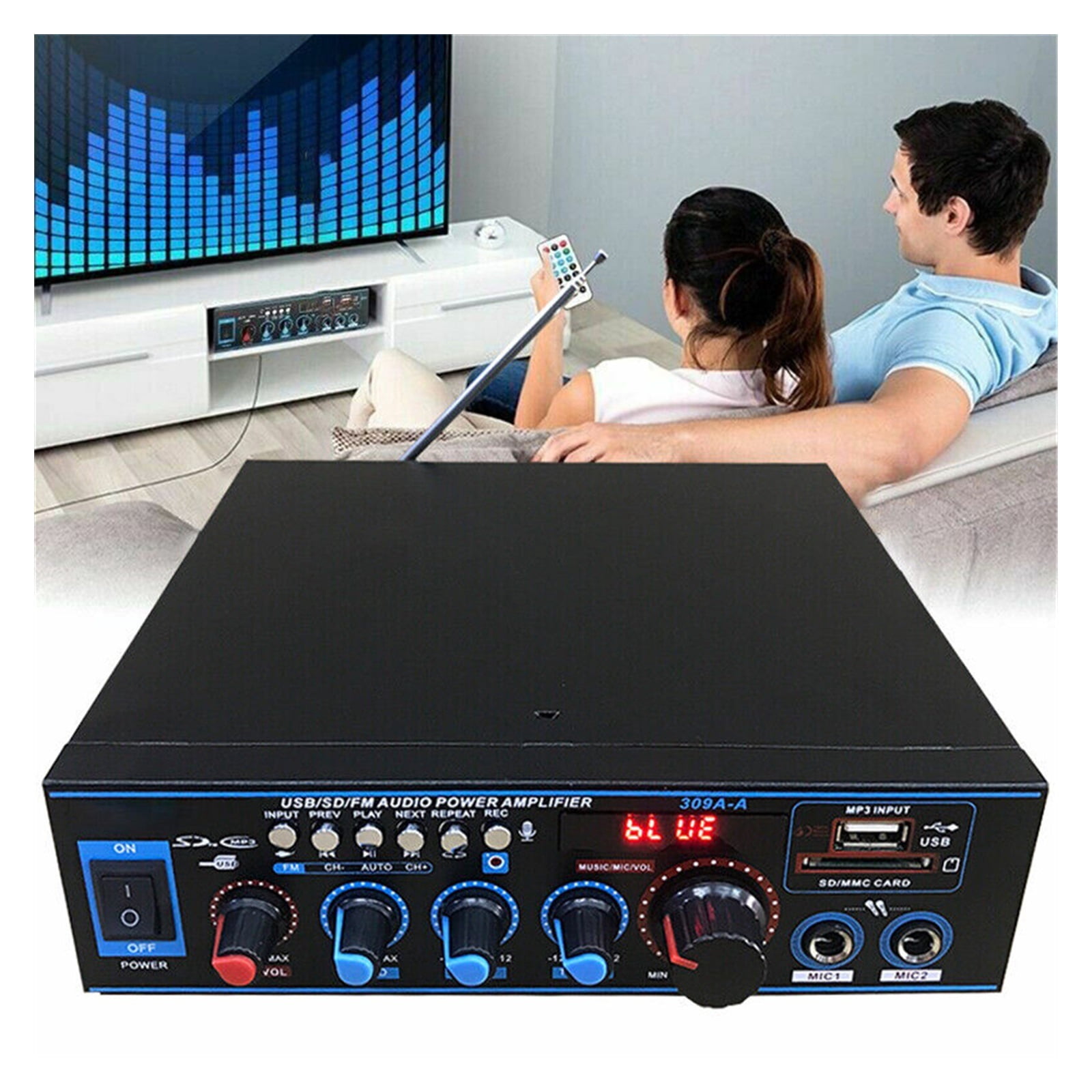 12V 800W 5.0 Amplifier Speakers 2 Channel Car Power AMP Bass HIFI Music Player MP3 AUX FM Stereo Radio SD