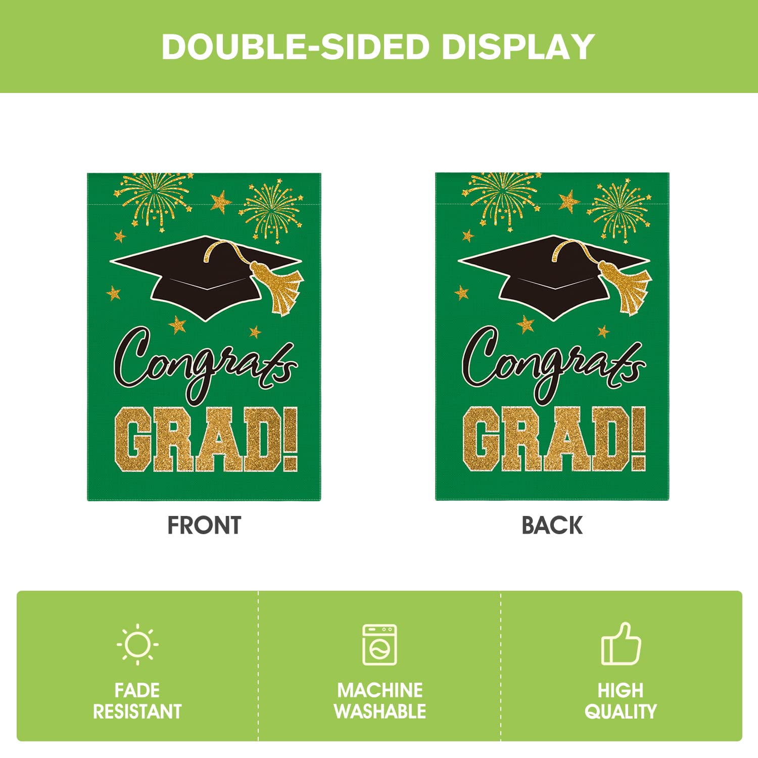 2026 Graduation Garden Flag Congratulations Graduation Ceremony Courtyard Outdoor Decoration 12 x 18 inches Graduation Diploma Hat Graduation Decoration