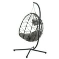 thumbnail image 6 of Wicker Hanging Egg Chair with Stand, Indoor Outdoor Swing for Patio, Backyard, Living Room, 6 of 12