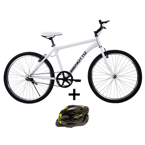 Combo Bicicleta BENOTTO PMO R26 Blanco 1V con Casco Talla M