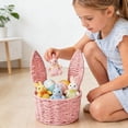 thumbnail image 4 of Bookk Easter With Handle Easter Rabbit Vine Weaving Picnic With Rabbit Ears Wicker Easter Egg Candy Suitable For Egg Party Easter, 4 of 5