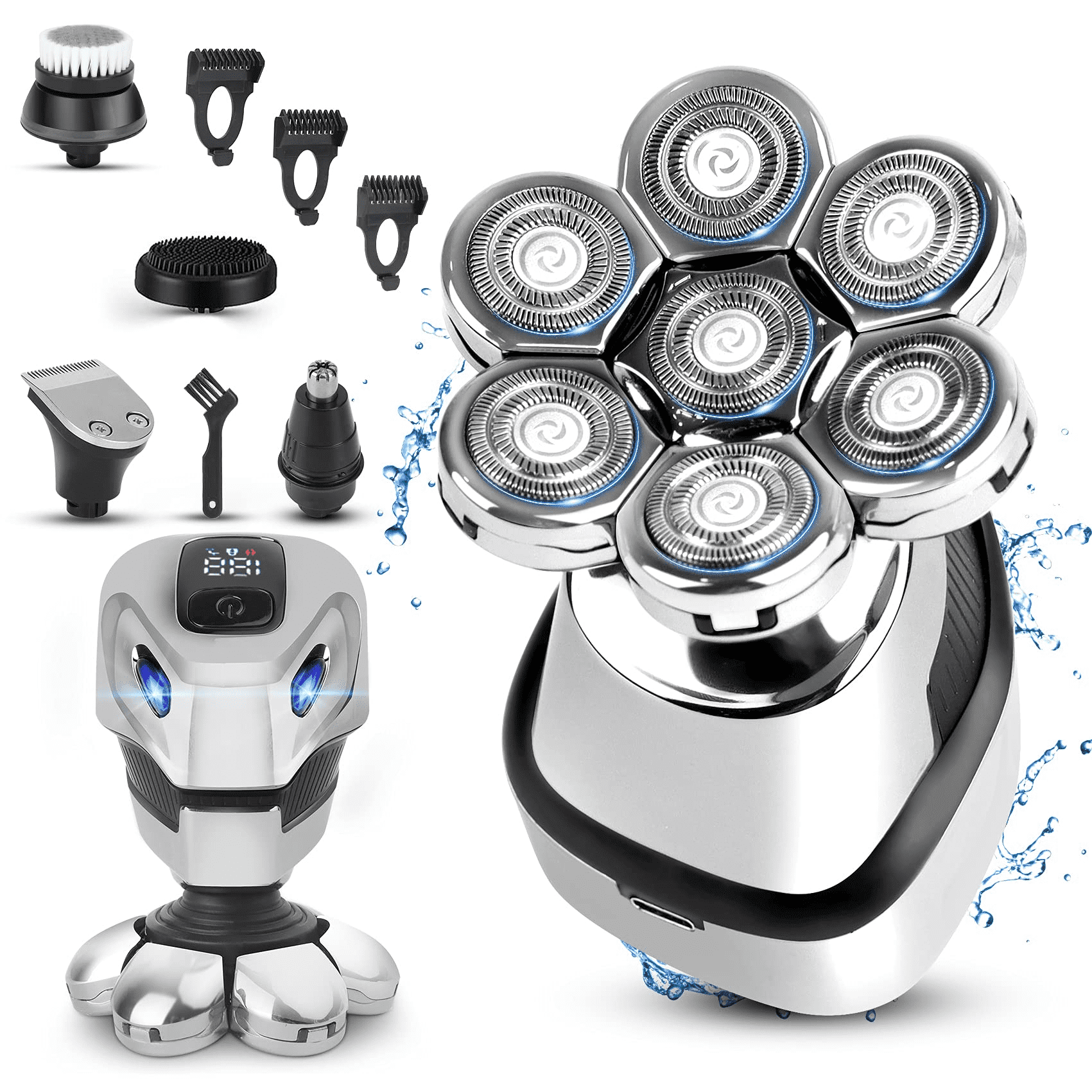 Head Shaver for Bald Men, Upgrade 7 Heads 7D Electric Shaver for Men Razor Bald Head Shaver