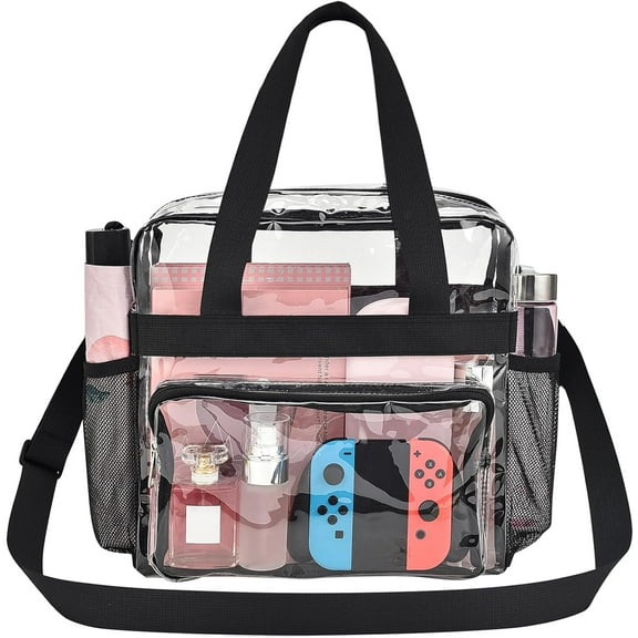 WLGJL 11x5.12x10.6 Clear Tote Bag Clear Bag for Work, Sports Games, Gym, Both boys and girls are suitable