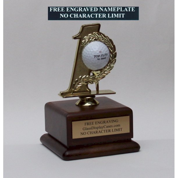Golf Ball Hole in One 1 Display Stand Holder Solid Walnut Wood