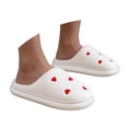 thumbnail image 3 of Wovix Women Cozy Valentine's Day Couple Slippers With Heart Design Indoor Outdoor Comfortable Flat Sole Soft Lightweight Shoes White 36-37, 3 of 7