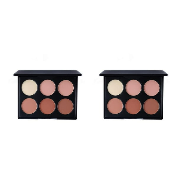 Qarigey Kit de contorno facial 6 colores para principiantes Herramientas de maquillaje Corrector Círculos negros Paleta de crema de pincel Tipo 2 2Conjunto