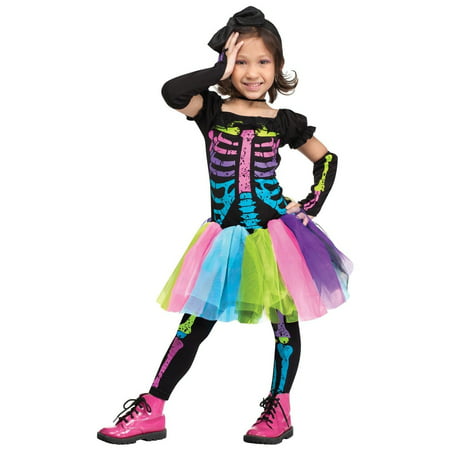 Funky Punky Punk Bones Colorful Skeleton Tutu Dress Girls Toddler Cute Costume