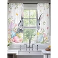 thumbnail image 2 of Easter Sheer Curtains 72 Inch Length 2 Panels for Living Room, Spring Rustic Botanical Floral Rabbit Eggs Leaves Voile Kitchen Curtain Set, Luxury Privacy Drapes Window Treatment for Bedroom, 2 of 7