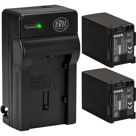 BM Premium 2 BP-828 Batteries and Charger for Canon VIXIA GX10, HF G20, HF G21, HFM300, HFM301, HFM40, HFM41, HFM400, HFS200, XF400, XF405 Camcorders