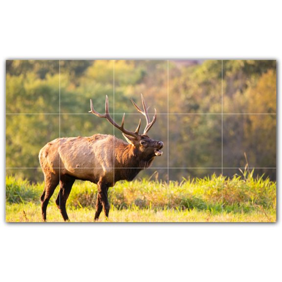 Picture-Tiles.com: Deer Ceramic Tile Wall Mural WAL500440-53S. 21.25"W x 12.75"H using (15) 4.25" x 4.25" Ceramic Tiles-Satin Finish