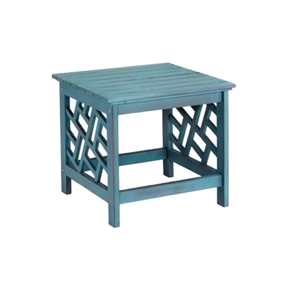Four Seasons Courtyard Distressed Hardwood Portland Patio End Table, Blue