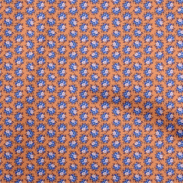 oneOone Rayon Orange Fabric Florals Sewing Material Print Fabric By The Yard 56 Inch Wide