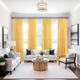 thumbnail image 2 of Yellow Gold Curtains 45 Inch Length for Kitchen Fall Decor 2 Panels Set Rod Pocket Short Semi Sheer Linen Textured Mustard Golden Yellow Curtains for Bathroom Small Window Sunflower Colored 52x45 Long, 2 of 8