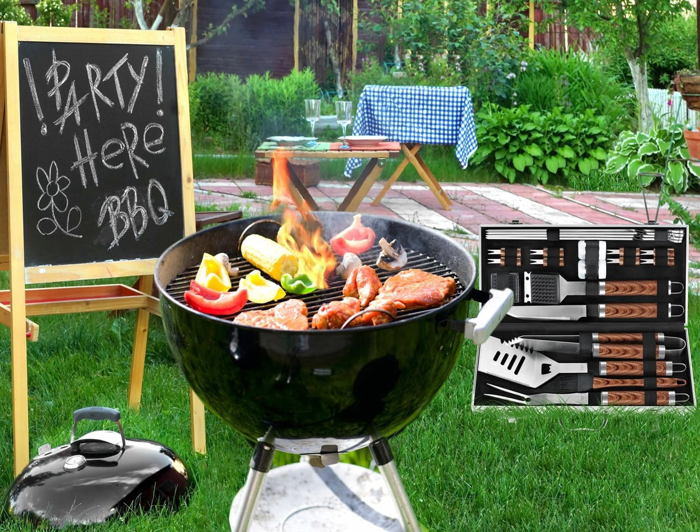 POLIGO 22PCS Stainless Steel Grill Tools - Ideal Barbecue Gift for Men | Outdoor Cooking