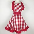 thumbnail image 3 of Lovely Apron for Women, Cute Swing Checkered Apron Kitchen Cooking Oil-proof Aprons Adjustable Salon Apron for Baking Gardening, 3 of 7