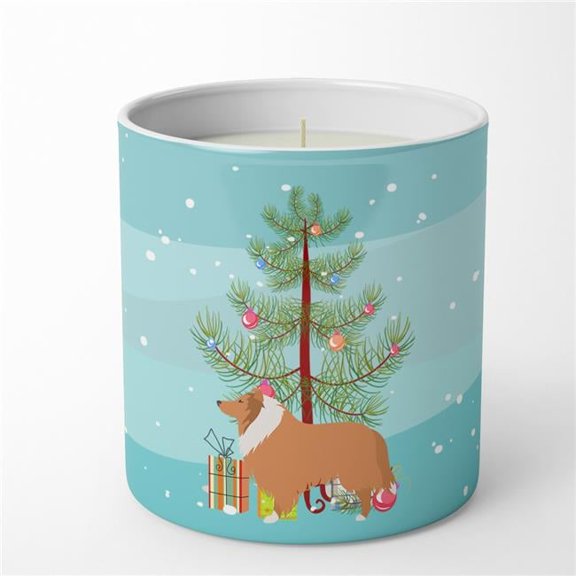 Carolines Treasures BB2934CDL 3.75 x 3.25 in. Unisex Collie Dog Merry Christmas Tree 10 oz Decorative Soy Candle