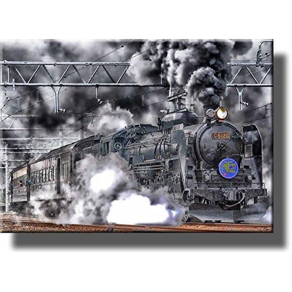 Steam Engine Train, Picture on Stretched Canvas, Wall Art Decor, Ready to Hang!