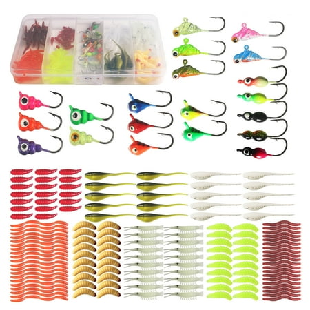 hook Kit Walleye Crappie Walleye Crappie Panfish Ice Lures Ice Kit 160pcs Ice Ice Lures With Box With Box Kit Wotao Huiop Mewmewcat Ice 160/180/190pcs Ice
