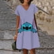 thumbnail image 5 of Vestido de verano para mujer con estampado 3D de Lilo y Stitch de Disney, cuello en V, elegante, informal, hasta la rodilla, estampado hawaiano para playa, nuevo, 5 of 5