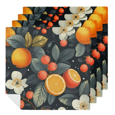 

QCPP Fruit Cartoon Floral Pattern Cloth Napkins Washable Dinner Napkin for Dining Table Kitchen Party Housewarming Decor 2 PCS