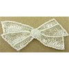 Bow With Iridescent Sequins And White Beads 4\Inch X 2\Inch