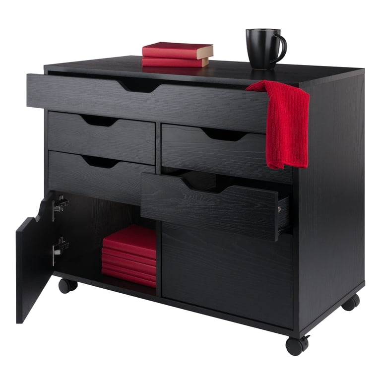 Winsome Halifax 5-Drawer Multi-Storage Mobile Cabinet 20748, Black