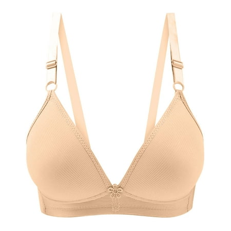 

Bigersell Halter Bra Women Three-Breasted Comfortable Lace Push-Up Together Daily Bra Underwear No Underwire Big & Tall Size Female Padded Sports Bra Style 10567 Beige 36B