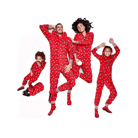 

Ma&Baby Family Xmas Matching Jumpsuit Pajamas Family Sleepwear Festival Nightwear with Front Zipper