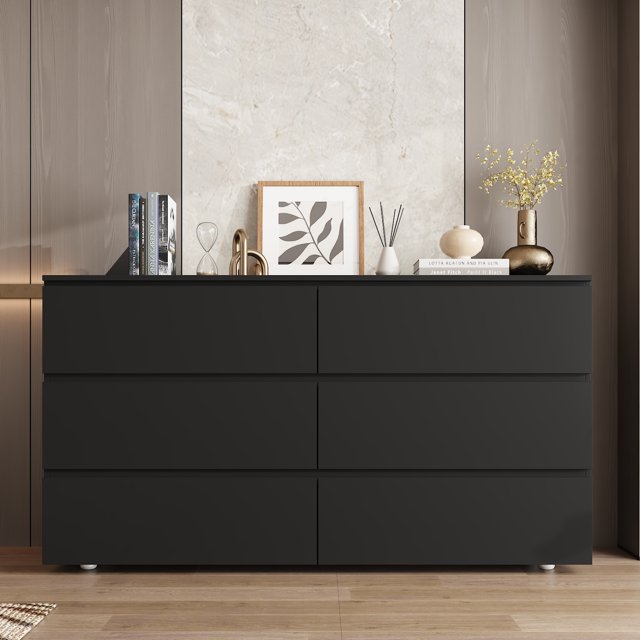 OXYLIFE Commode à 6 Tiroirs, Commode en Bois Unité de Rangement Verticale pour Chambre, Salon, Couloir
