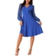 thumbnail image 1 of Vestido envolvente para mujer Inspire Chic, con escote en V, mangas de linterna, puntos suizos, midi, con bolsillos, azul real, talla M, 1 of 5