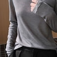 thumbnail image 5 of YOIAVAIOY Women's Mock Turtleneck Shirts, Long Sleeve Mock Neck Pullover Tops Slim Fitted Stretch Undershirt Tee Blouse Dark Gray XL, 5 of 6