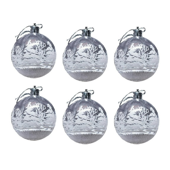 Fwttom Christmas Ornaments - 2.36" Transparent Christmas Ball Ornaments, Shatterproof Christmas Tree Ornaments for Holiday Wedding Party Indoor Outdoor, 6pcs Christmas Ornaments Set