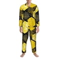 thumbnail image 3 of Hirioo Geometric Pattern with Bee for Men's Pajama Sets 2 Piece Pjs Men's Long-Sleeved Pajama Set Button Down Sleepwear,S-XXL-Large, 3 of 7