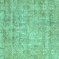 thumbnail image 1 of Ahgly Company Machine Washable Indoor Square Abstract Turquoise Blue Modern Area Rugs, 5' Square, 1 of 4