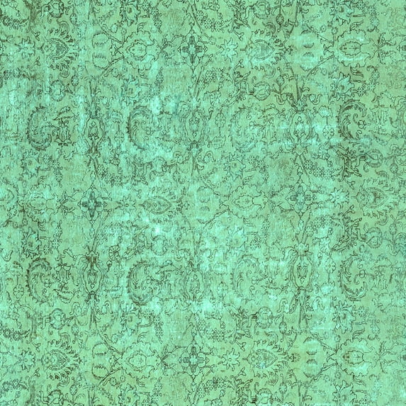 Ahgly Company Machine Washable Indoor Square Abstract Turquoise Blue Modern Area Rugs, 5' Square